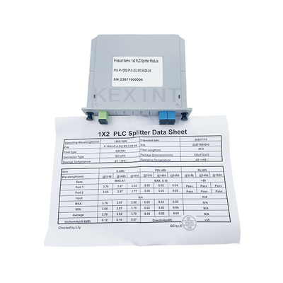 KEXINT 1x2 광섬유 PLC 분배기 SC/UPC 단일 모드 G657A1 FTTH LGX 카드 유형