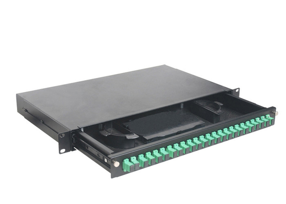 1U SC APC 선반 광섬유 패치 패널 Rj45 24 포트 서랍 유형 내유성