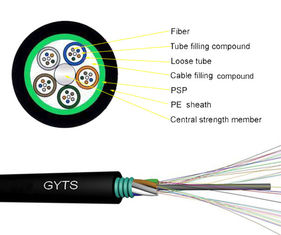 실외 사용 G652D GYTS 24 48B1.3을 위한 관로 7.0 8.0 광섬유 외장 케이블