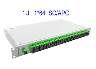 1U 선반 장착 1 × 64 SM 광섬유 PLC 분배기 SC / APC 박스 19 인치 백색