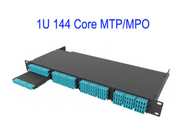 1U 144 코어 섬유 광학 MTP MPO 패치 코드 OM4 12 코어 박스 자홍색 저손실 0.3dB