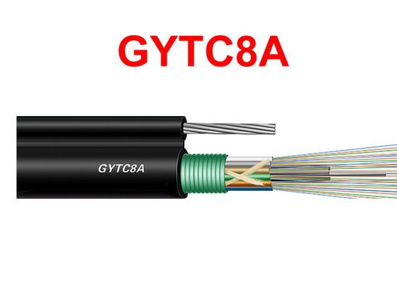 GYTC8A 야외 광섬유 외장 케이블 강선 본인 유지 검은 8.0*1.0mm